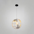 Industrial Metallic Pendant Light With Cage Globe Design For Coffee Shop - 1 Ceiling Fixture White