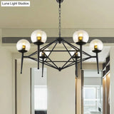 Industrial Pendant Light With Clear Glass Globe Shade - 6/8-Bulb Ceiling Lamp For Dining Room
