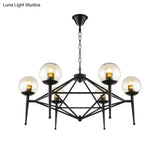 Industrial Pendant Light With Clear Glass Globe Shade - Dining Room Ceiling Lamp (6/8-Bulb)
