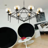 Industrial Pendant Light With Clear Glass Globe Shade - 6/8-Bulb Ceiling Lamp For Dining Room 8 /