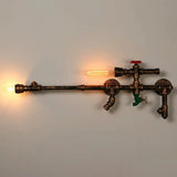 Industrial Pipe Wall Mount Light With Wrought Iron Sconce - 2 Head Rustic Lighting Rust / Gun