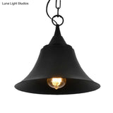 Industrial Restaurant Pendant Light With Bell Iron Shade - Black