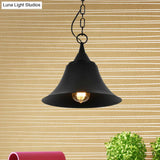 Industrial Restaurant Pendant Light With Bell Iron Shade - Black