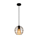 Industrial Retro Black Metal Pendant Light With Spherical Cage - Ideal For Restaurants