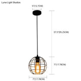 Industrial Retro Black Metal Pendant Light With Spherical Cage - Ideal For Restaurants