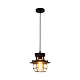 Industrial Retro Black Metal Pendant Light With Wire Cage - Perfect For Restaurants