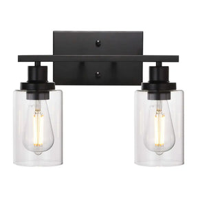 Industrial Retro Glass Vanity Wall Light Fixtures - Cylindrical Design 2 / Black