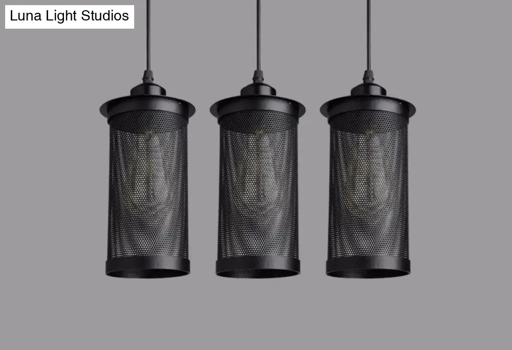 Industrial Retro Style Hanging Light - Black Iron Cage Pendant Fixture With Single Bulb