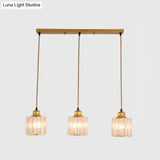 Industrial Ribbed Glass Hanging Ceiling Light With 3 Cylinder Shades - Perfect For Restaurants