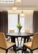 Industrial Ribbed Glass Hanging Ceiling Light With 3 Cylinder Shades - Perfect For Restaurants