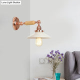 Industrial Rose Gold Glass Cone Wall Sconce Light Fixture With Opal Shade