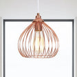 Industrial Rose Gold Gourd Pendant Light With Wire Guard - Single Hanging Ceiling