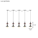 Industrial Saucer Iron Tandem Pendant Lamp In Black - 3/5/7-Bulb Restaurant Lighting Solution