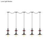 Industrial Saucer Iron Tandem Pendant Lamp In Black - 3/5/7-Bulb Restaurant Lighting Solution
