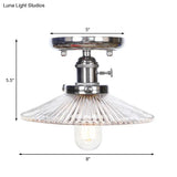 Industrial Semi Flush Ceiling Light With Cone/Saucer Opal/Clear Glass Shade - Perfect For Living