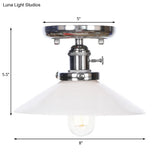 Industrial Semi Flush Ceiling Light With Cone/Saucer Opal/Clear Glass Shade - Perfect For Living