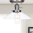 Industrial Semi Flush Ceiling Light With Cone/Saucer Opal/Clear Glass Shade - Perfect For Living