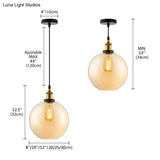 Industrial Single Light Globe Pendant - Clear Glass Hanging Lamp In Grey/Brown (8’/10’/12’ Wide)