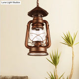 Industrial Single Light Pendant With Clear Glass And Vintage Finish For Indoor Use