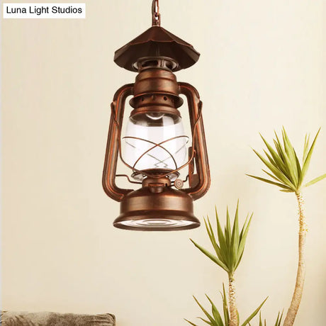 Industrial Single Light Pendant With Clear Glass And Vintage Finish For Indoor Use