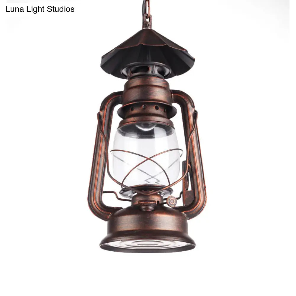 Industrial Single Light Pendant With Clear Glass And Vintage Finish For Indoor Use