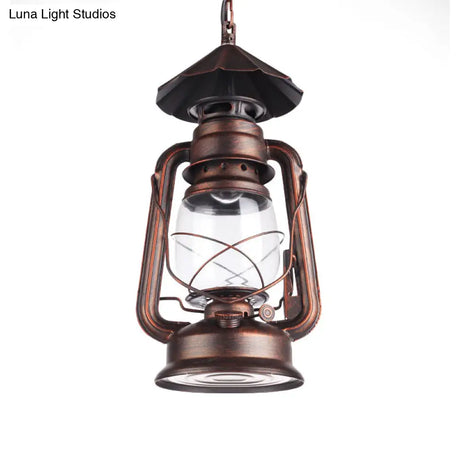 Industrial Single Light Pendant With Clear Glass And Vintage Finish For Indoor Use