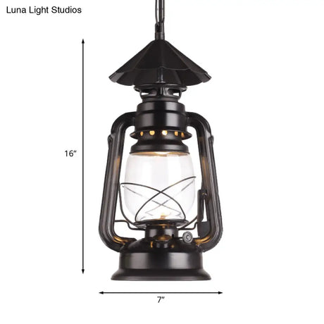 Industrial Single Light Pendant With Clear Glass And Vintage Finish For Indoor Use