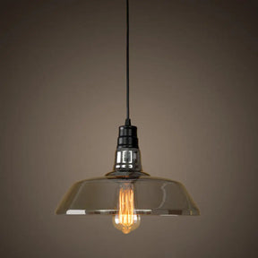 Industrial Smoke Grey Glass Pendant Light - Barn Shaped Diner Suspension Lighting With 1 Bulb Gray