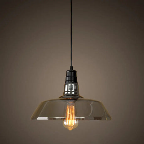 Industrial Smoke Grey Glass Pendant Light - Barn Shaped Diner Suspension Lighting With 1 Bulb Gray