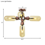 Industrial Style Amber Glass Semi Flush Mount Ceiling Light With Weathered Copper Finish - 3/4/5
