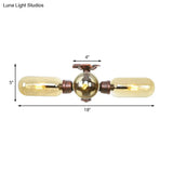 Industrial Style Amber Glass Semi Flush Mount Ceiling Light With Weathered Copper Finish - 3/4/5