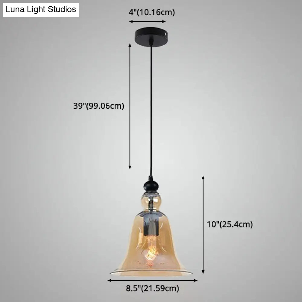 Industrial Style Bell Pendant Light Fixture - Ideal For Restaurants Glass Hanging