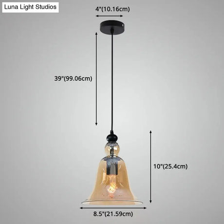 Industrial Style Bell Pendant Light Fixture - Ideal For Restaurants Glass Hanging