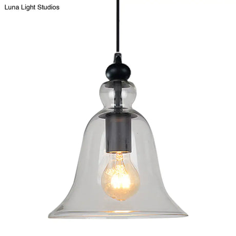 Industrial Style Bell Pendant Light Fixture - Ideal For Restaurants Glass Hanging