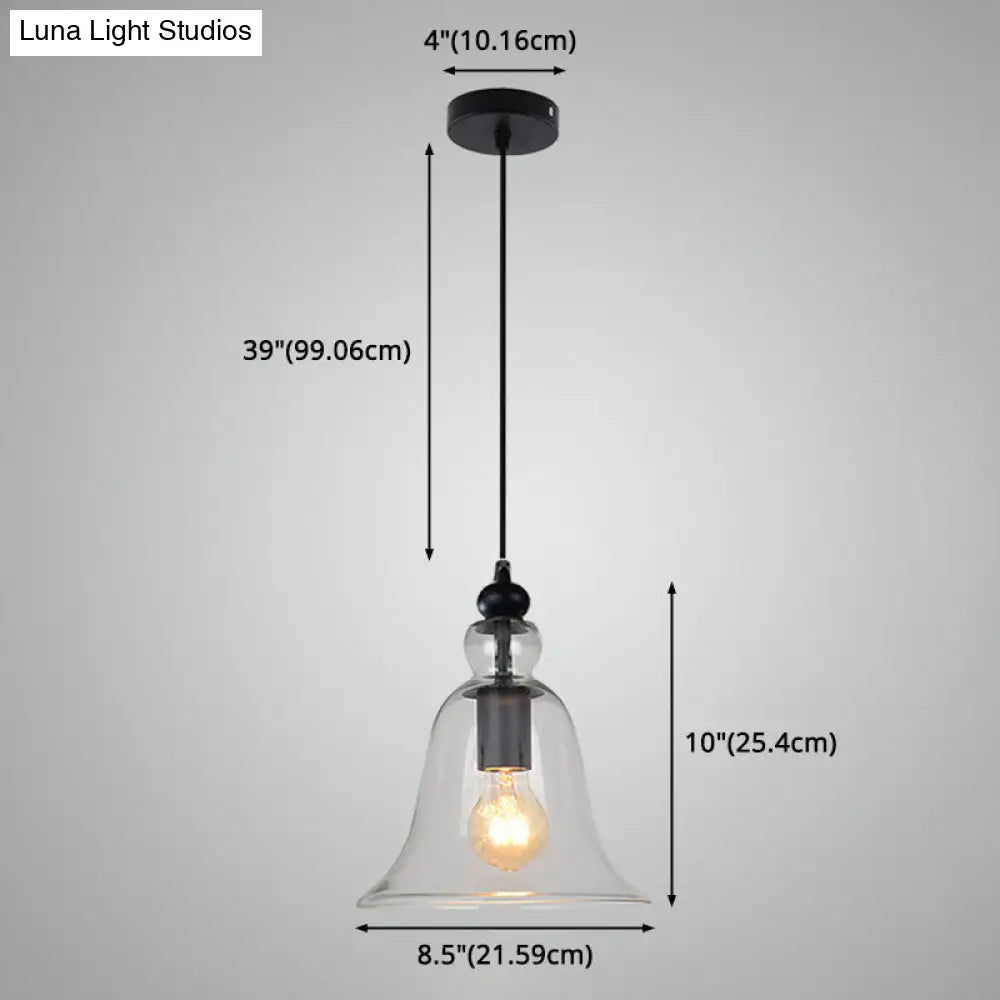 Industrial Style Bell Pendant Light Fixture - Ideal For Restaurants Glass Hanging