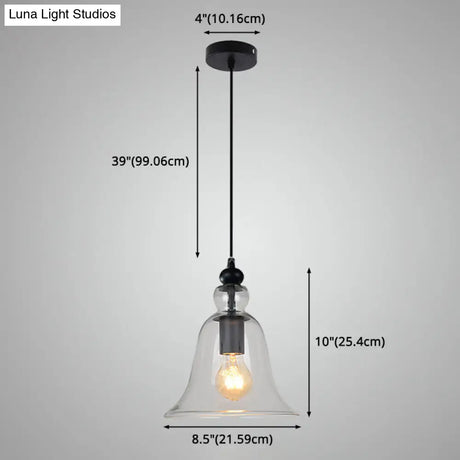Industrial Style Bell Pendant Light Fixture - Ideal For Restaurants Glass Hanging
