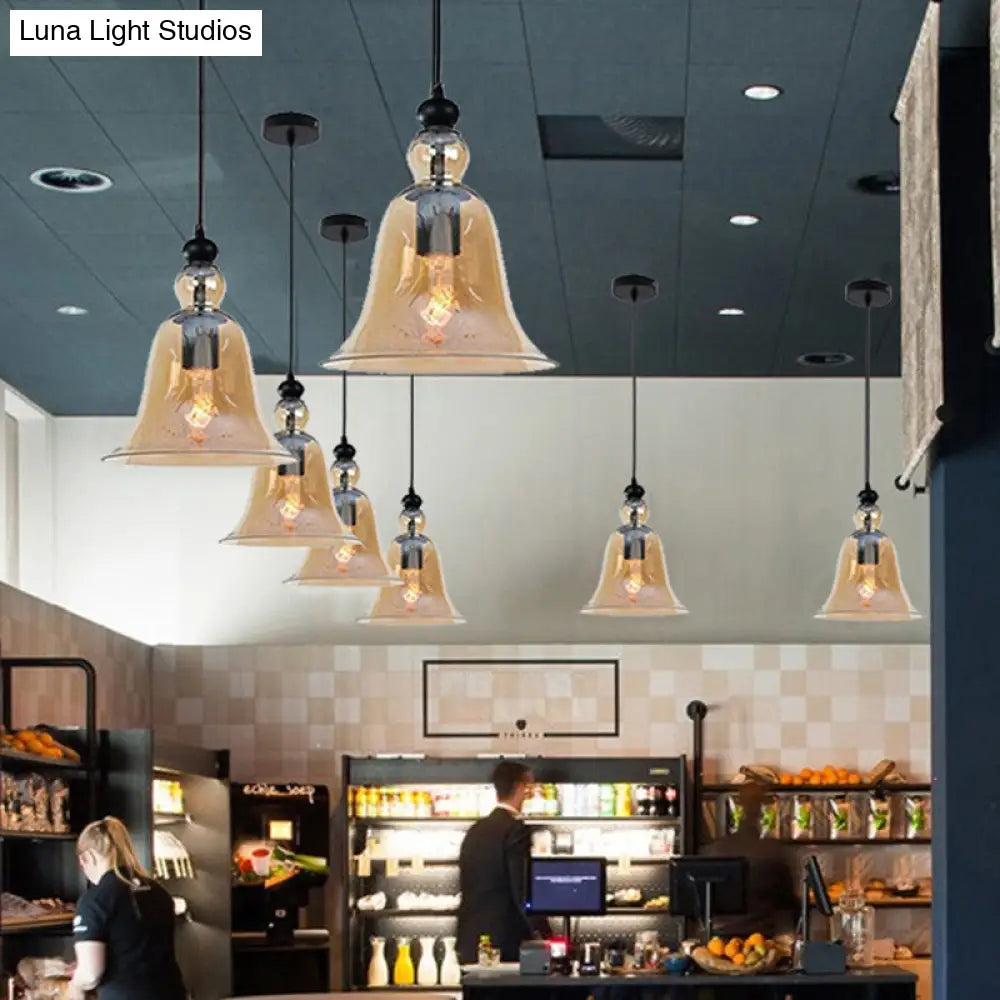 Industrial Style Bell Pendant Light Fixture - Ideal For Restaurants Glass Hanging