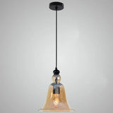 Industrial Style Bell Pendant Light Fixture - Ideal For Restaurants Glass Hanging Amber