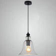 Industrial Style Bell Pendant Light Fixture - Ideal For Restaurants Glass Hanging Clear