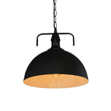 Industrial-Style Black Iron Pendant Lamp For Restaurants: 1-Light Bowl/Cage/Barn Design / D