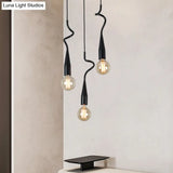Industrial Style Black Iron Pendant Lamp With Cascading Open Bulb Design - 3 To 10 Heads