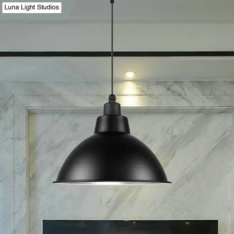 Industrial Style Black Metal Pendant Lighting - 1 Head Bowl Suspension Light 12’/14’/15’ Width