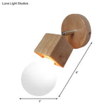 Industrial Style Black/White Wood Wall Sconce With Square Mount & Circular Backplate
