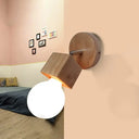 Industrial Style Black/White Wood Wall Sconce With Square Mount & Circular Backplate Beige