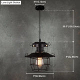 Industrial Style Black Wrought Iron Pendant Light With Adjustable Cord - 1-Light Hanging Ceiling