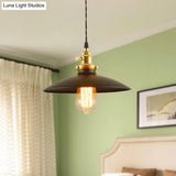 Industrial Style Bowl Pendant Lamp 10’/12.5’ Wide - 1 Light Metal Hanging In Black/White/Red