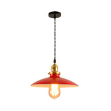 Industrial Style Bowl Pendant Lamp 10’/12.5’ Wide - 1 Light Metal Hanging In Black/White/Red