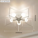 Industrial Style Ceiling Light: 5 - Bulb Flush Mount Fixture With Iron Frame Lampshade - Dining