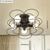Industrial Style Ceiling Light: 5 - Bulb Flush Mount Fixture With Iron Frame Lampshade - Dining