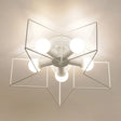 Industrial Style Ceiling Light: 5 - Bulb Flush Mount Fixture With Iron Frame Lampshade - Dining